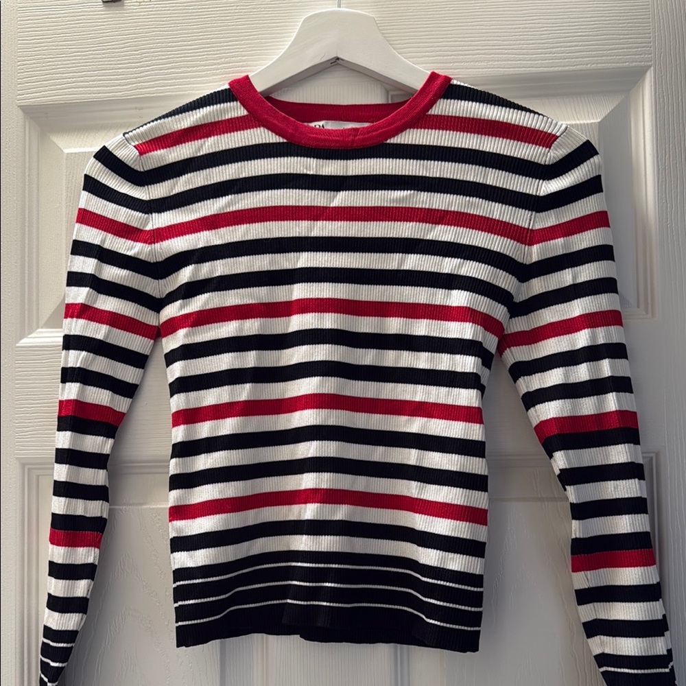 Striped Red, Black, and White Women's Tank Top from Zara